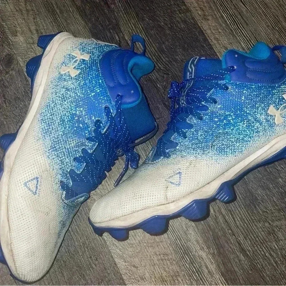 Under Armor Spot Light Franchise 2.0 Locked Down White Blue Football Cleats 9.5 - Picture 6 of 13